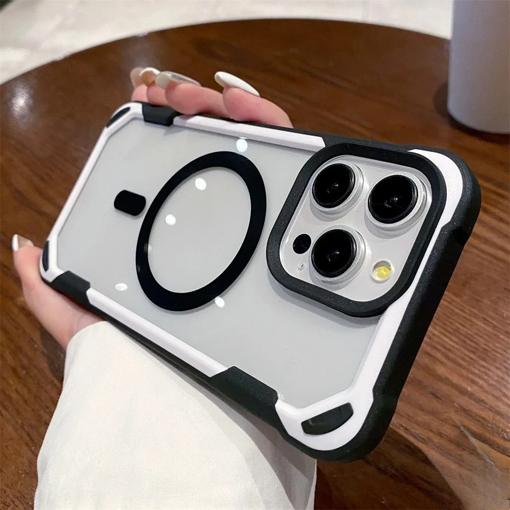 Silicone Híbrido Armadura À Prova De Choque Acrílico Magnético Transparente Capa De Telefone Compatível Para iPhone 16 1
