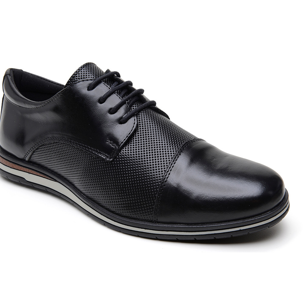 Sapato De Couro Masculino Social Esporte Fino Texturizado Cadarço Casamento Formatura Trabalho Conforto Premium