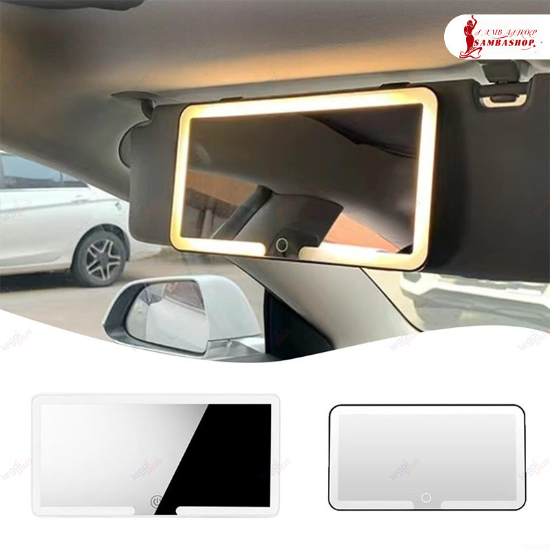 Retrovisor LED para Viseira Solar do Carro Espelho de Maquiagem Recarregável 3 Tons de Iluminação