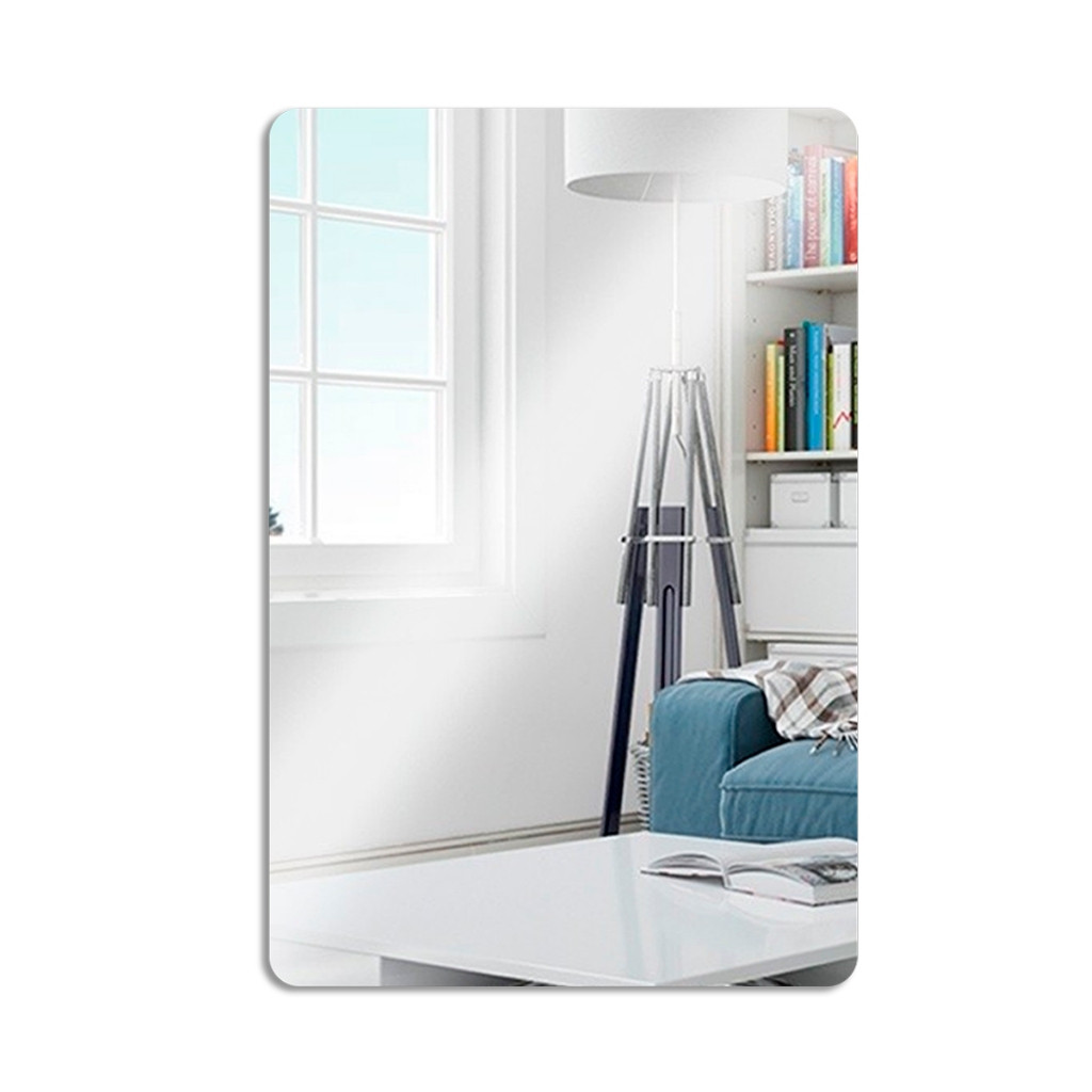 Espelho Adesivo Plástico Decorativo Espelhado 25x40cm Retangular Oval Auto Decoração De Parede