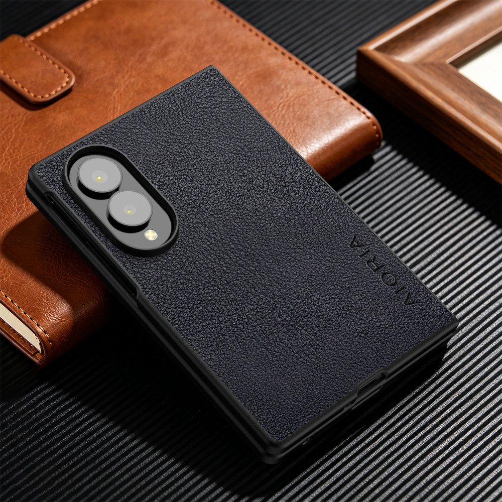 Capa Para Samsung Galaxy Z Fold 8 ZFold8 Vegan Falso Lichia Seixo De Couro Funda
