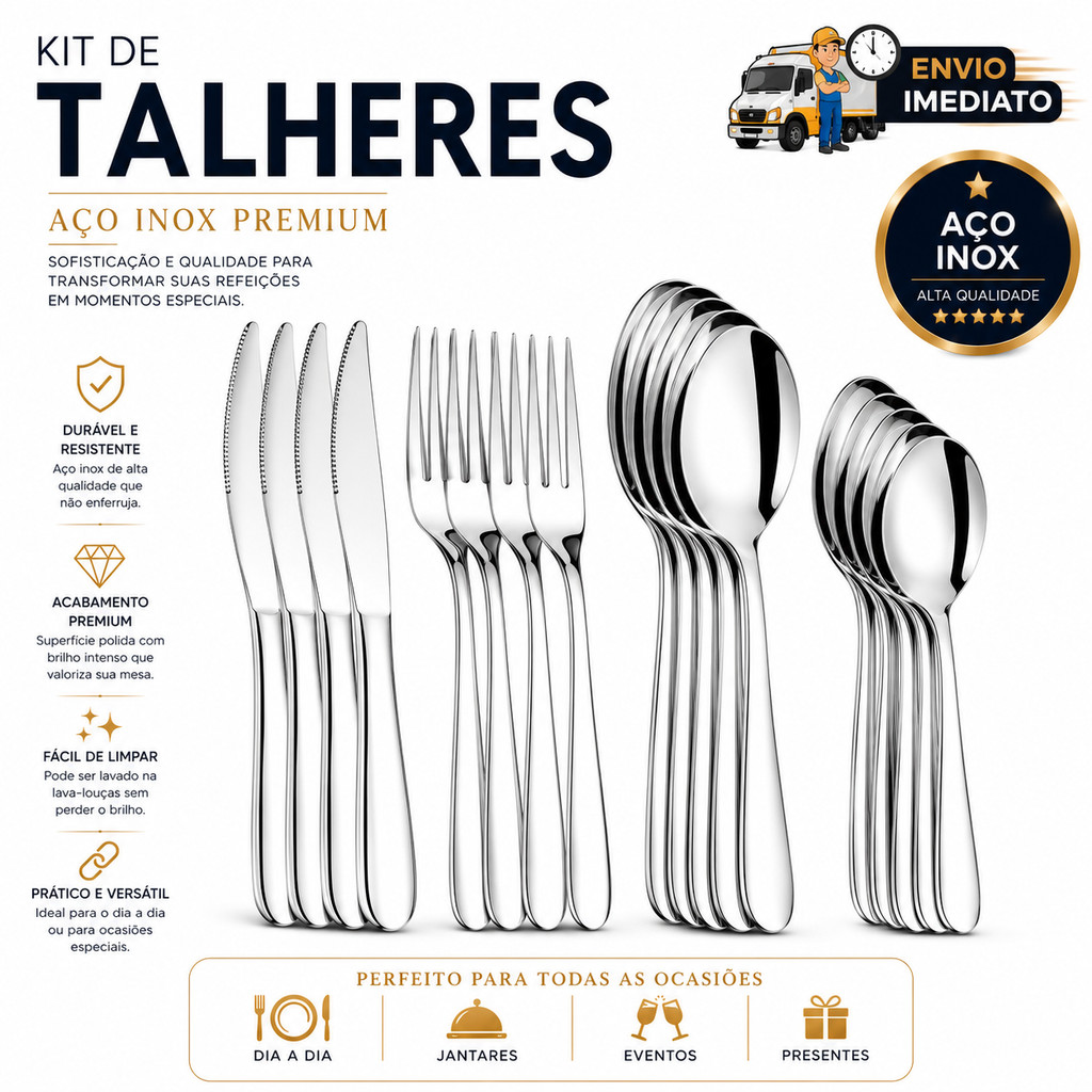 Jogo De Talheres 48 Peças Aço Inox 12 Facas 12 Garfos De Mesa 12 Colheres E 12 Colheres De Sobremesa
