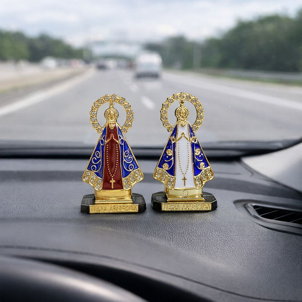 Imagem Santinha Nossa Senhora Aparecida para Carro Dupla Face – 2 Opções de Cores