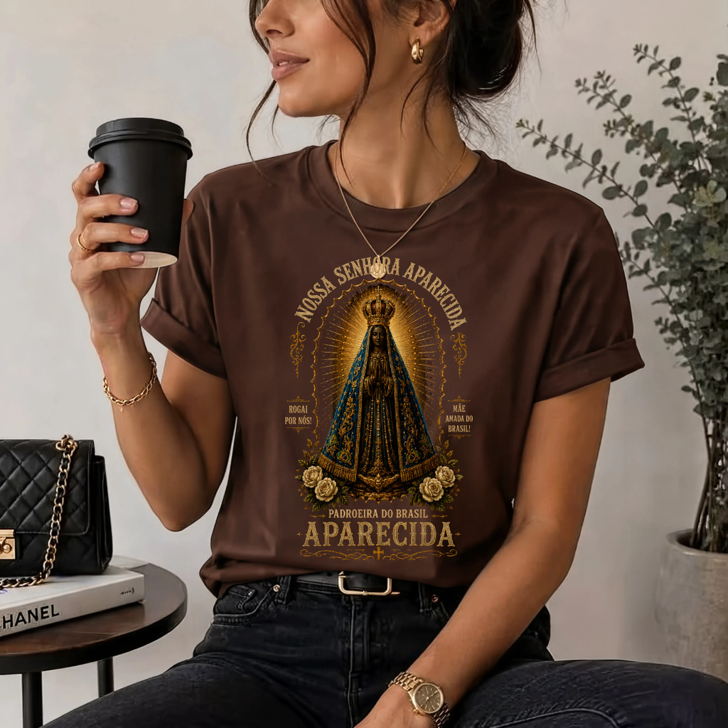 Camiseta Religiosa Católica Padroeira do Brasil Aparecida — imagem 2 de 2