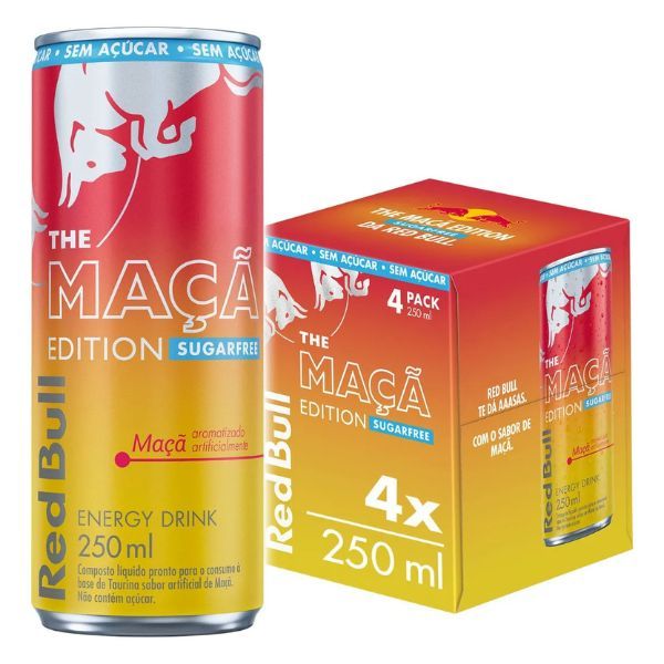 Pack de 4 latas, Energético Red Bull Maçã Edition ,Sem Açúcar 250ml