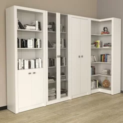 Kit 4 Armários Multiuso de Escritório com 6 Portas Branco Branco