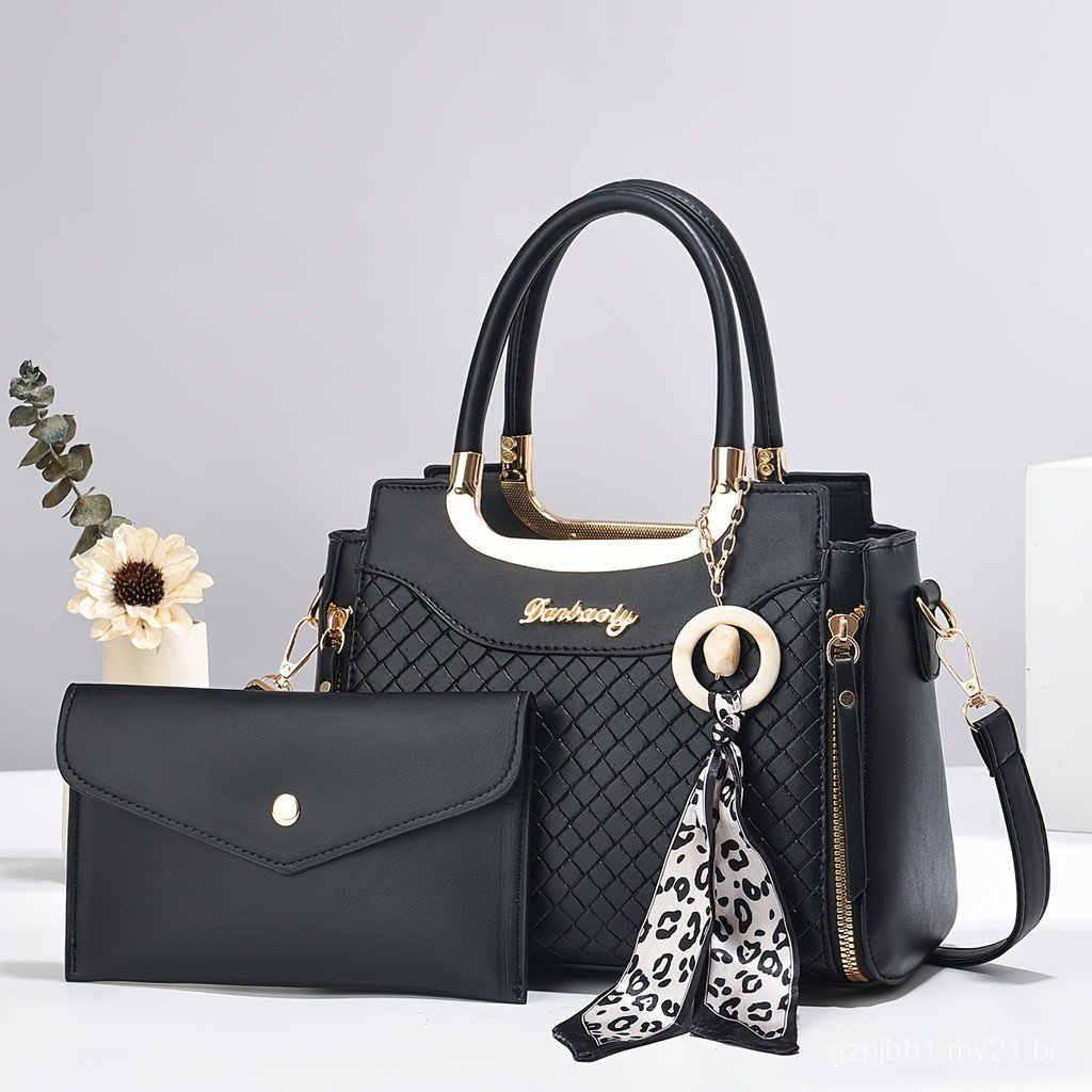 Conjunto de duas peças para usar no ombro, bolsa de ombro simples e moderna, bolsa transversal grande e elegante para mu