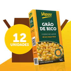 Kit 12 Grão de Bico Cozido no Vapor 500G Vapza