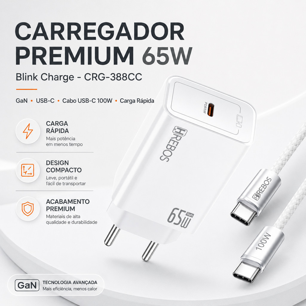 Carregador Turbo 65w Usb-c Celular Power Bank Notebook Pd — imagem 2 de 2