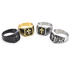Anel Masculino Personalizado Em Aço Inoxidável Cravejado De Diamantes Com Rachaduras Irregulares Vintage