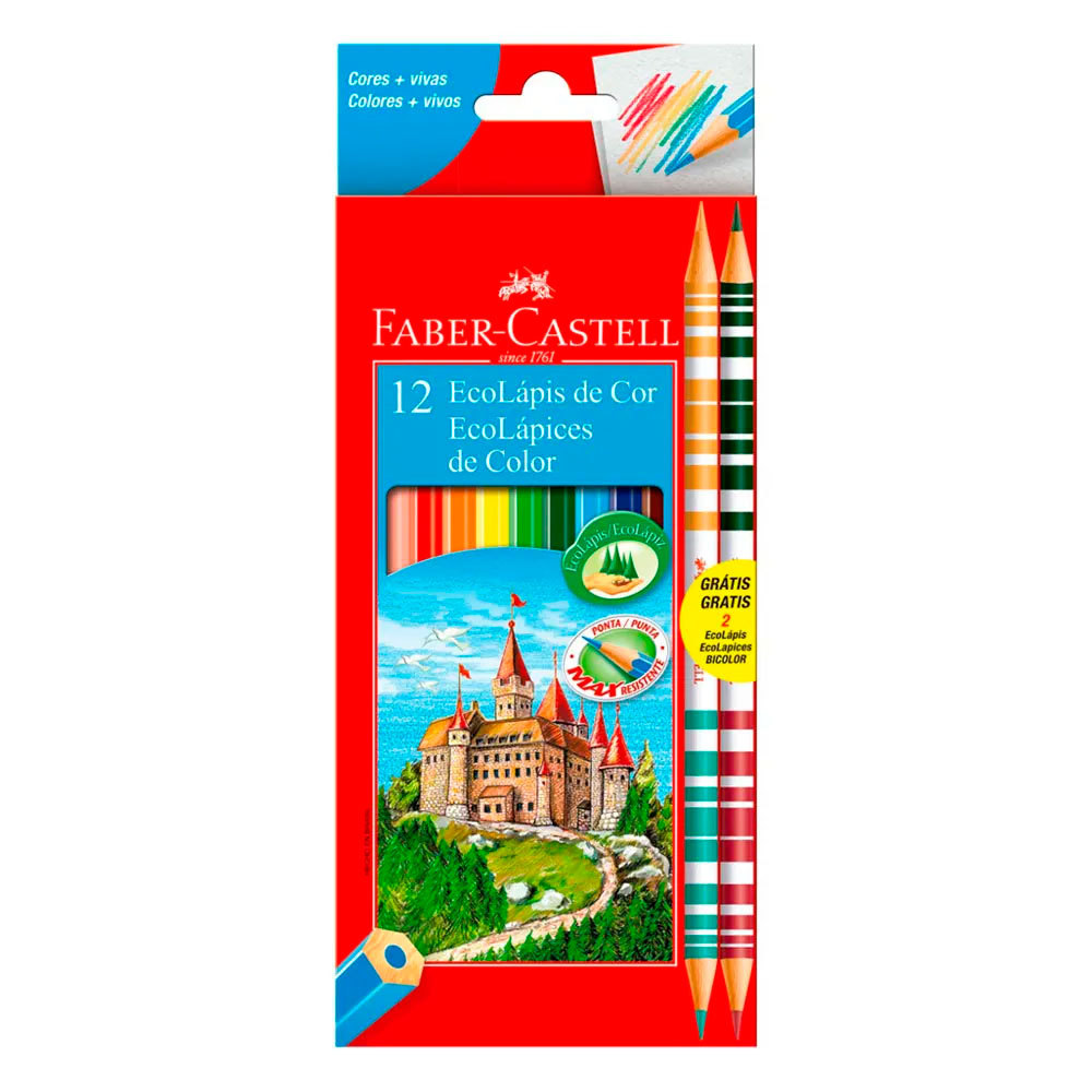 Lápis de cor 12 cores + 2 lápis bicolor 120112/2B.\112013 Faber-Castell