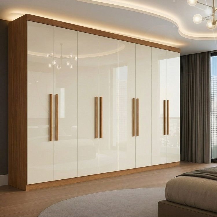 Guarda Roupa Casal 8 Portas 4 Gavetas Paris Espresso Móveis Off White/Cinamomo Cinamomo/Off White