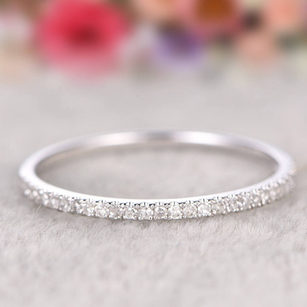 Anel de nicho simples diamante quebrado fileira única anel fino de diamante empilhado anel feminino