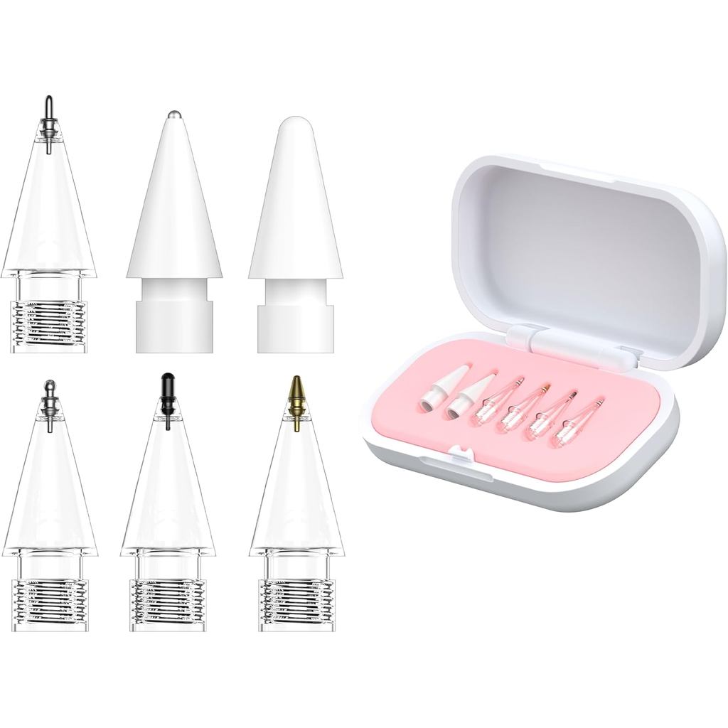 Conjunto de 6 Pontas Metálicas para Apple Pencil Pro, 2ª/1ª Geração e USB-C, Pon
