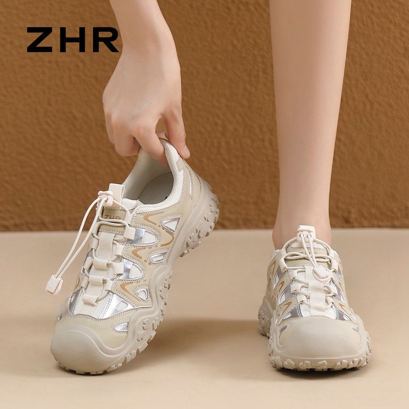 Sapatos de caminhada ao ar livre feminino 2026 outono inverno novo estilo caminhadas dedo do pé redondo sapatos casuais 