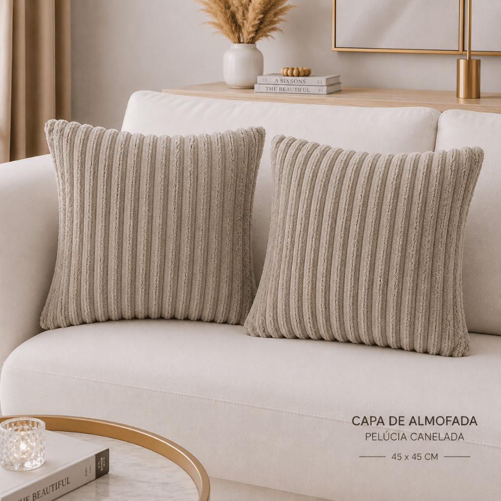 Capas de Almofada Pelúcia Canelada 45x45 Luxuosa Macia para Sofá Decoração Cama Sala Quarto 1/2/4 — imagem 2 de 2