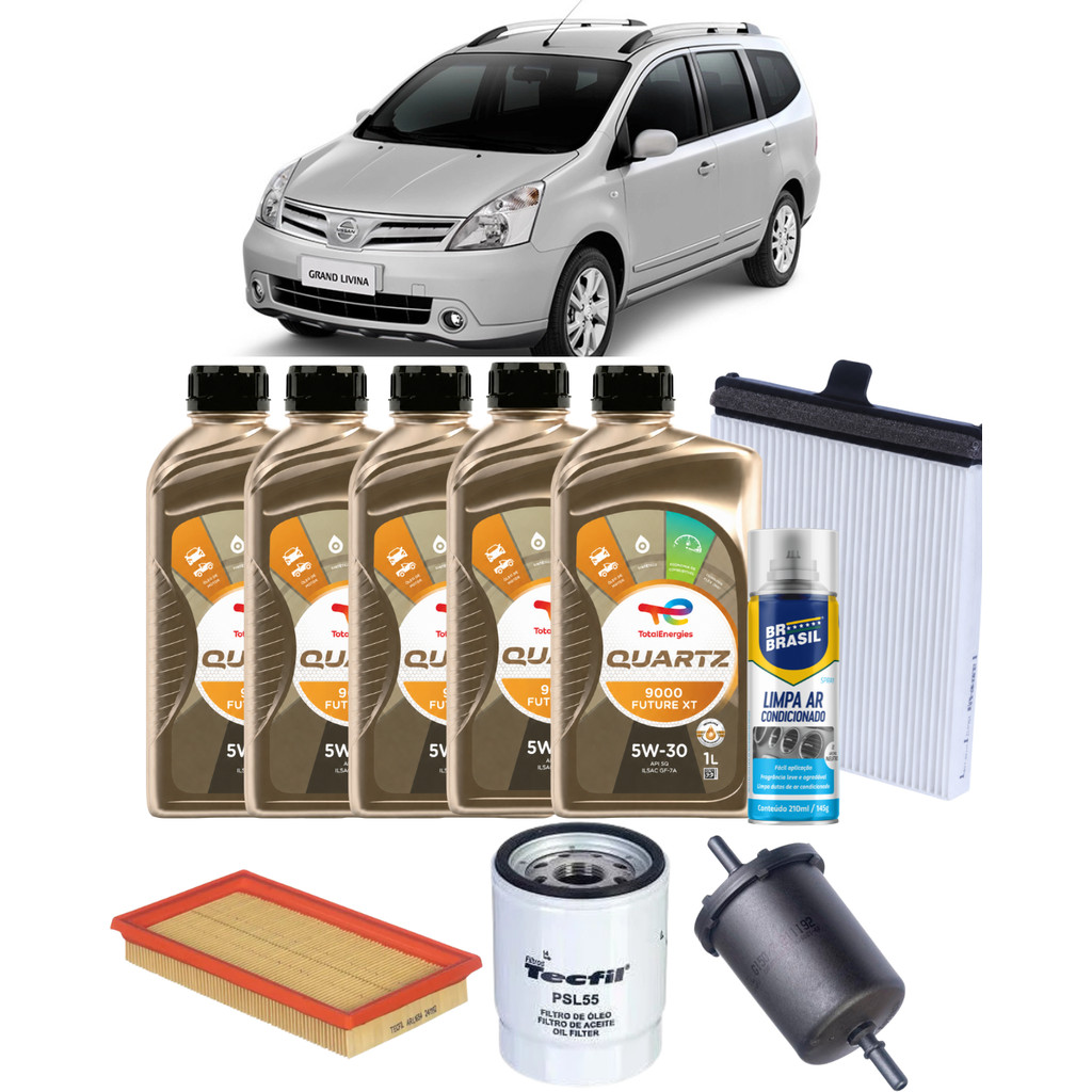 Kit Revisão Nissan Grand Livina 1.8 16V 5W30 TOTAL QUARTZ 9000 Completo