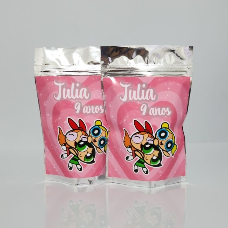 SAQUINHO METALIZADO PERSONALIZADO MENINAS SUPER PODEROSAS LEMBRANCINHA PARA FESTA INFANTIL PARA MENINA