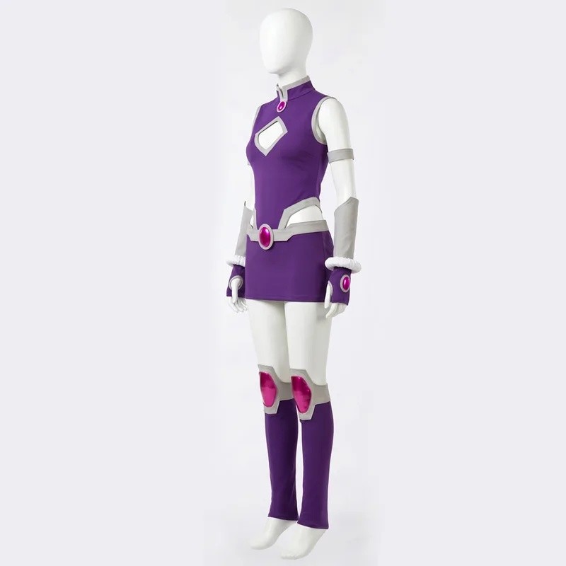 Koriand'r Cosplay Traje Starfire Feminino Roxo Batalha Terno Bodysuit Filme Cos Para Halloween Role Play Festa Adereços — imagem 2 de 2