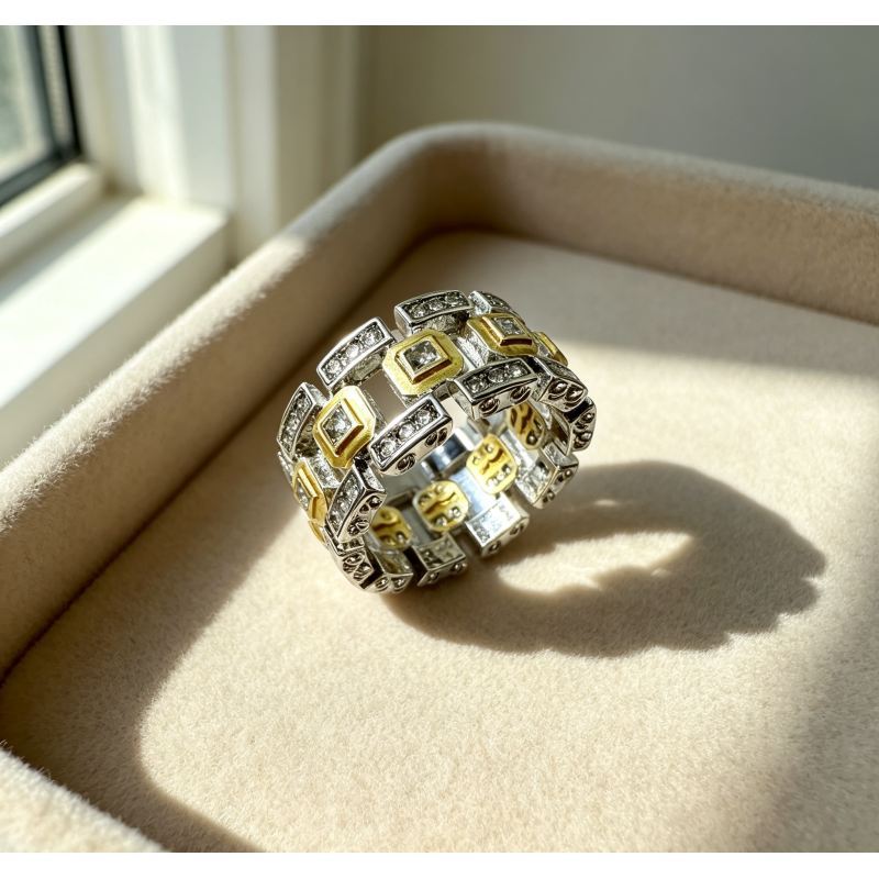 Anel elétrico, anel de diamante quadrado, anel de zircão de moda, anel de zircão de moda