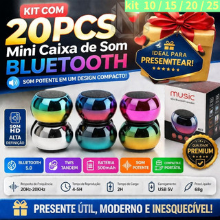 Kit 20 Caixinha Som Bluetooth Tws Metal Mini Speaker Amplificada M3S Cores Misturadas