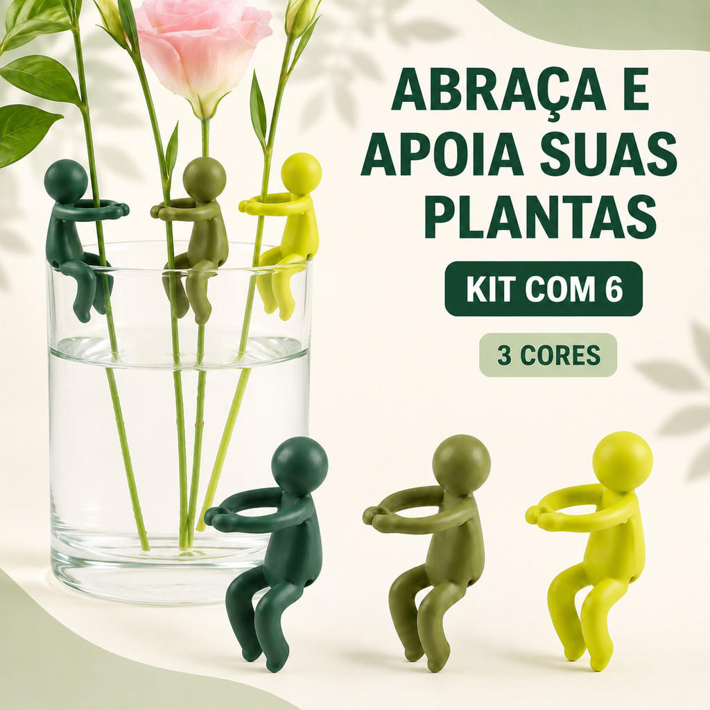 Kit 6 Clipe Prendedor Silicone Bonequinho Suporte Para Canudo Plantas Cabos Copos Decoração