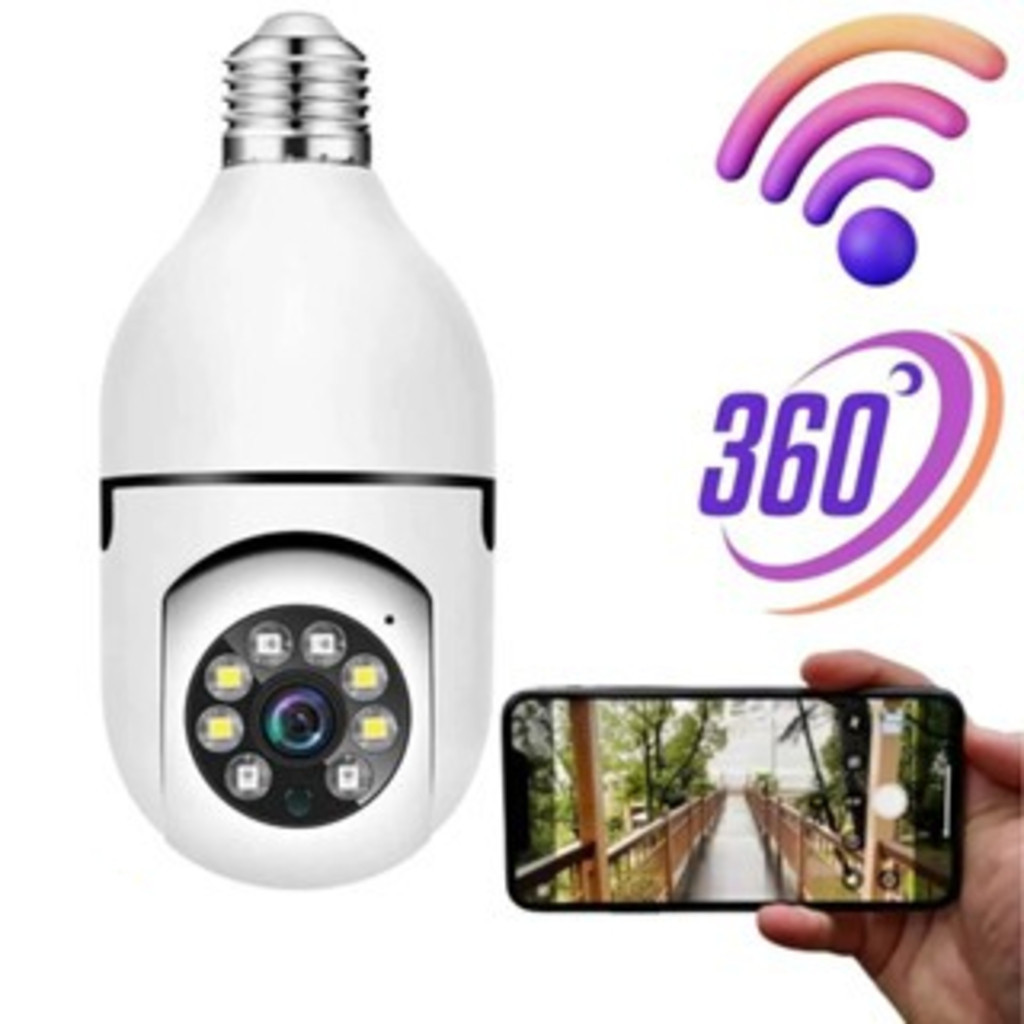 Câmara de vigilância sem fios, à prova de água, com infravermelhos, visão noturna de 360 graus e deteção de movimento