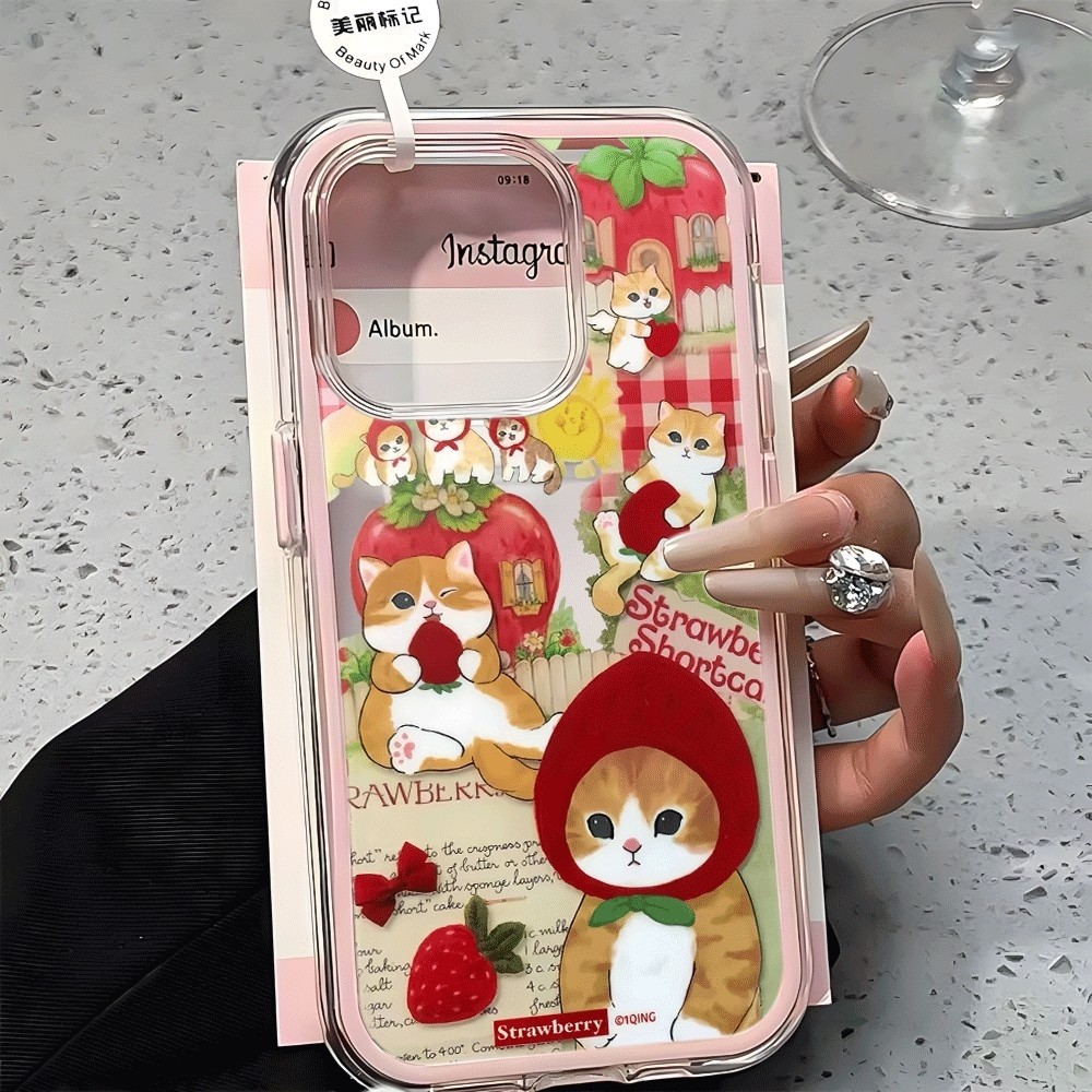 Capa De Acrílico Transparente 3 Em 1 Com Estampa De Gatinho Fofo Para iPhone 17 Air 16 15 14 Plus 13 12 11 Pro Max — imagem 2 de 2
