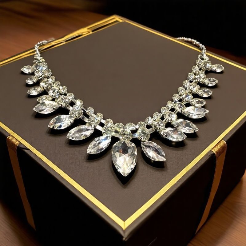 Estoque pronto exclusivo prata gota de água zircão diamante clavícula corrente feminino colar de luxo luxo namorada aniv