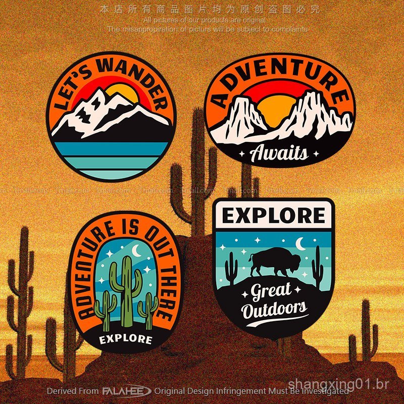 Adesivos off-road para camping ao ar livre para viagens de aventura autoguiadas, decalques decorativos refletivos criati