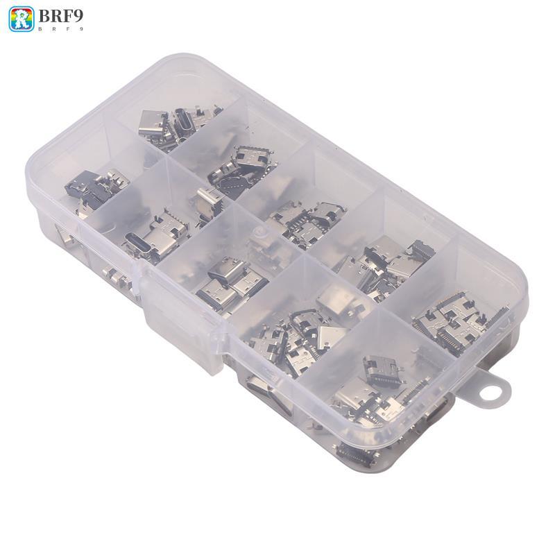 100 Pçs/Lote 10 Modelos Tipo-C Conectores De Doca De Carregamento USB Mix 6Pin E 16Pin Uso Para Telefone Kits De Reparo 