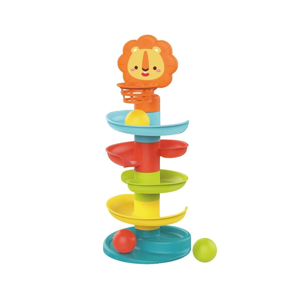 Brinquedo Educativo Bebê Torre Espiral 3 Bolinhas Chocalho Cesta Interativa Slide Maxi Baby