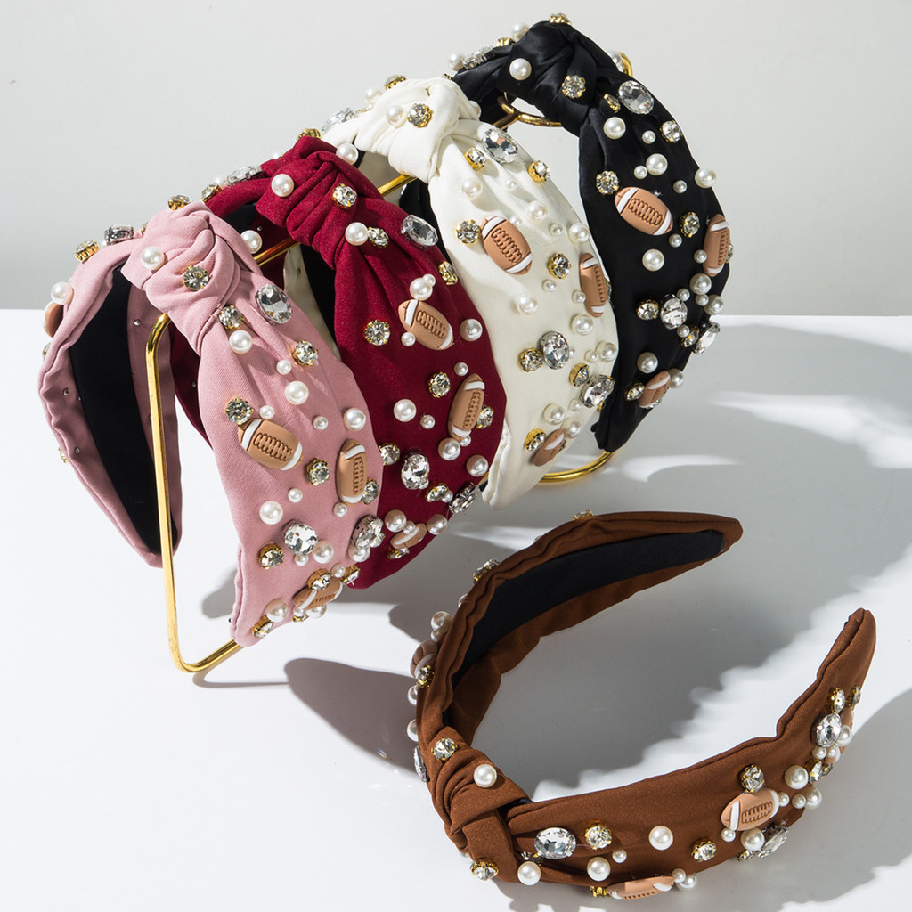 Europeu americano moda simples strass Rugby acessórios bandana de aba larga atada estilo esportivo moda temperamento na