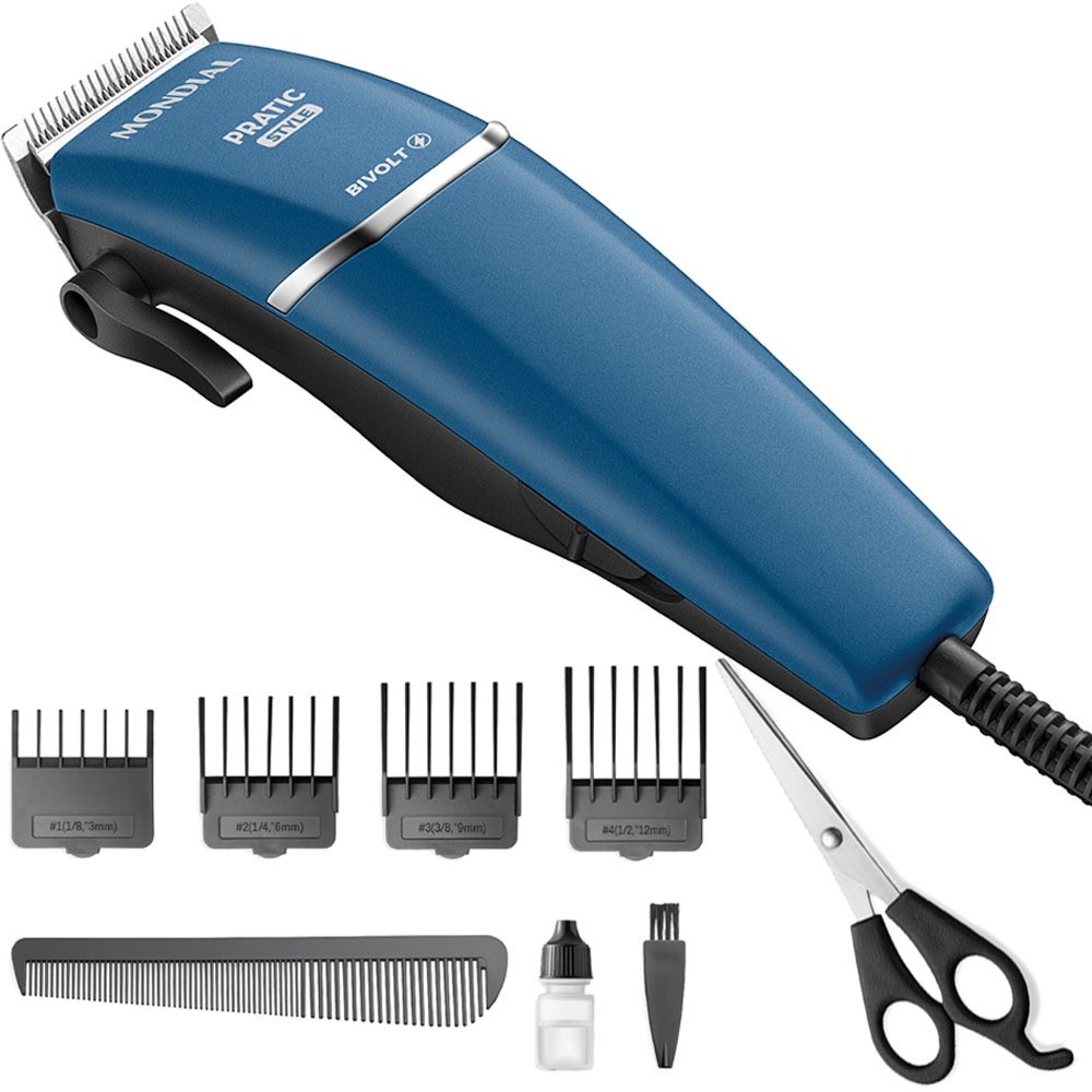Máquina de cortar cabelo e barba com 8 acessórios Pratic Style - CR-10-BI Mondia