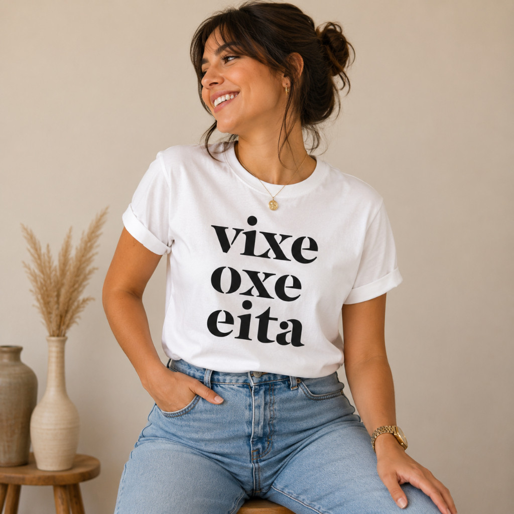 Camiseta Feminina Ditados Nordestinos Engraçada T-Shirt 100% Algodão Cultura Nordestina Estampada Casual Confortável