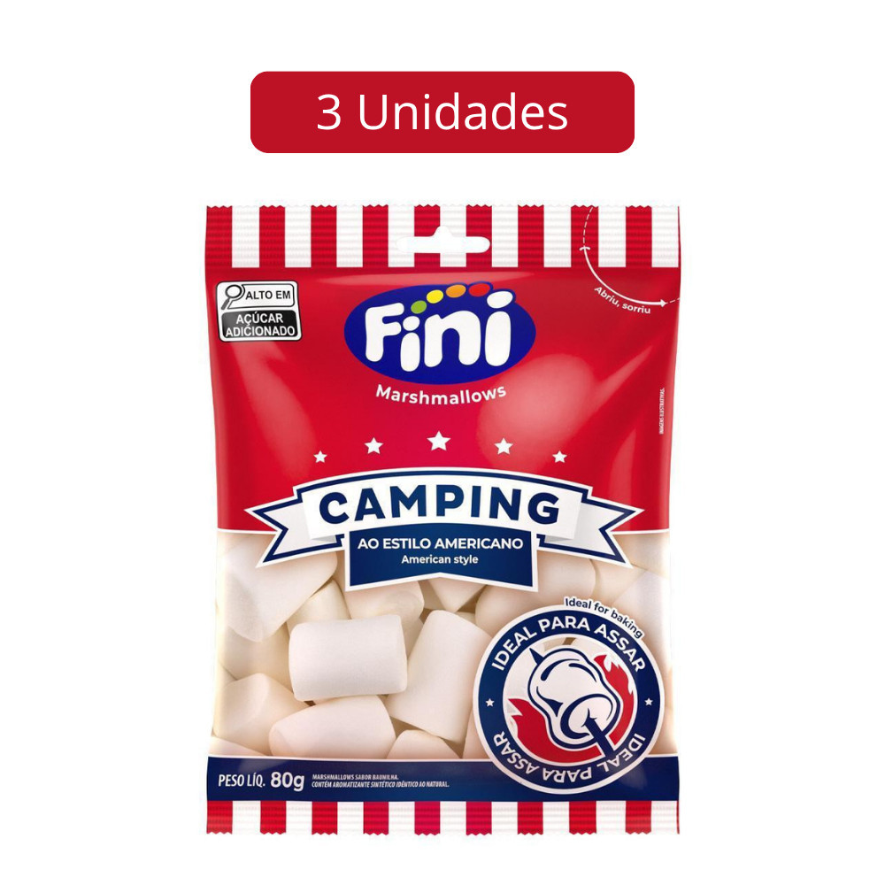 Kit 3 Pacotes de Marshmallow Camping 80g Fini