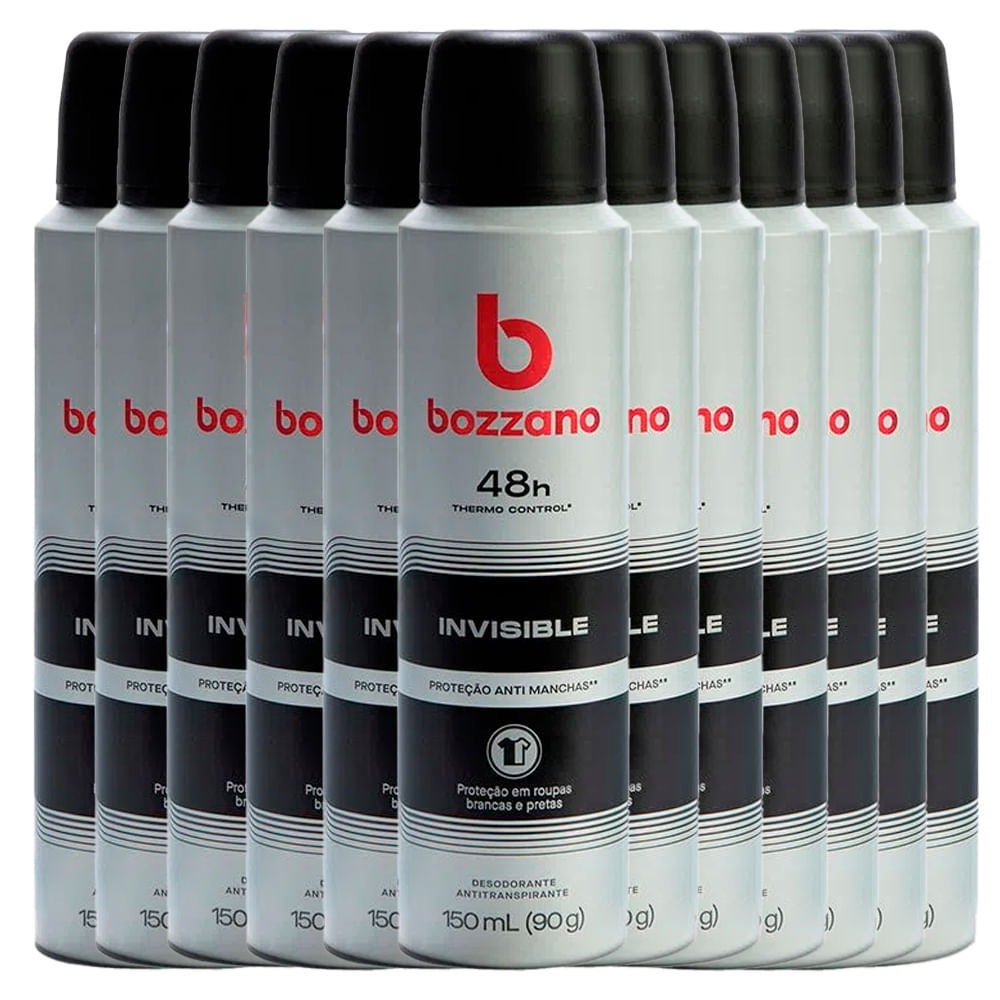 Kit Desodorante Aerosol Bozzano Invisible 90g - 12 Unidades