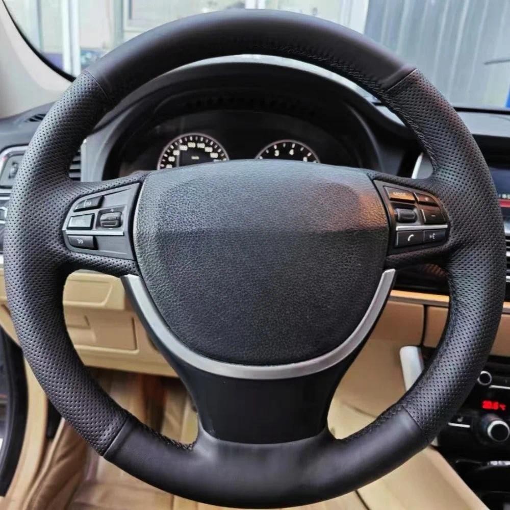 Capa Personalizada Para Volante De Carro , Couro De Microfibra BMW F10 2014 520i 528i 2013 2014 730Li 740Li 750Li Avant 