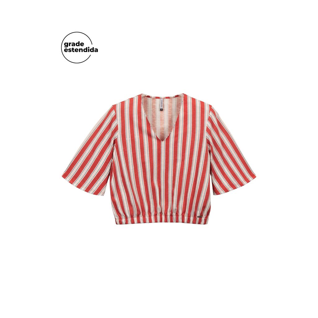 Blusa feminina Flamê Listrada Marialícia Vermelho
