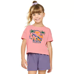 Conjunto Infantil Menina Ombro Deslocado Elian Rosa