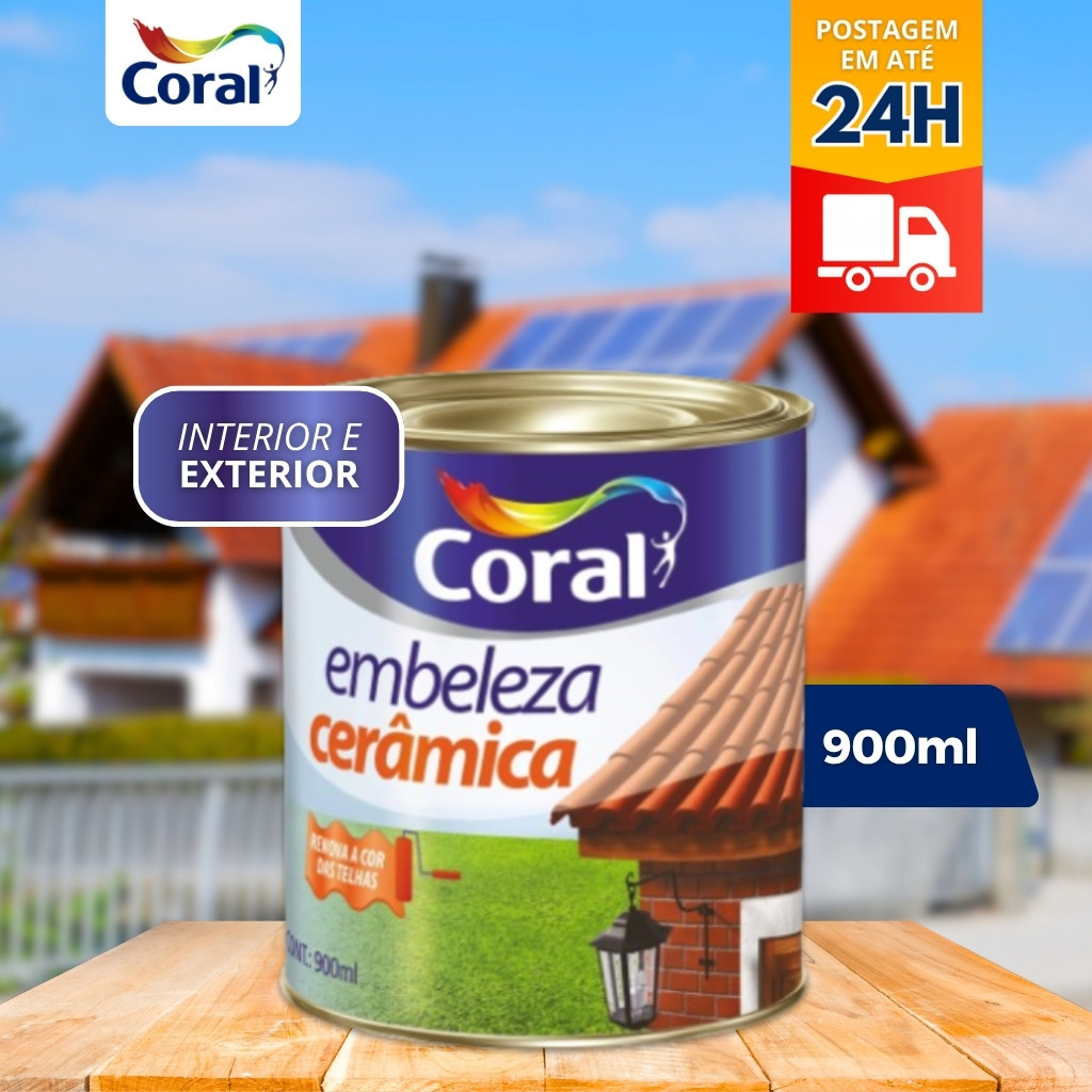Tinta Embeleza Cerâmica Para Telhas E Tijolos 900ml Coral