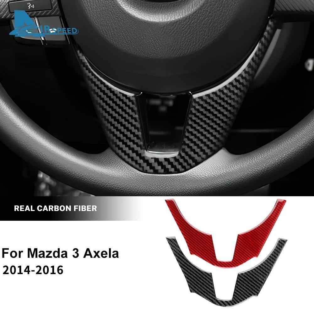 Adesivo De Fibra De Carbono Macio Real Para Mazda 3 Axela 2014 2015 2016 LHD RHD Volante Do Carro Guarnição Inferior Ace