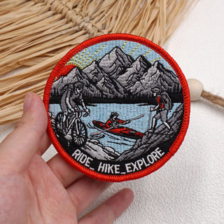 Ciclismo/Kayak/Caminhada Mountain Adventure Bordado Pano Patch Costura Patch/Velcro Decorativo Emblema Bordado Patch