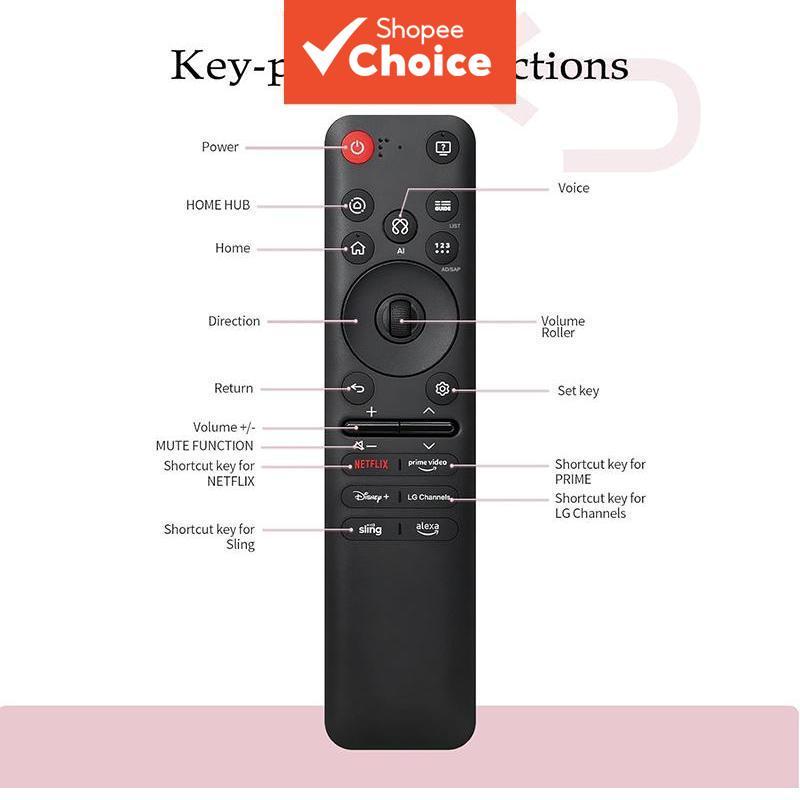 Controle Remoto Inteligente AI Com Assistente de Voz e Ponteiro Compatível Com TV LG / MR25GA / MR24GA / MR23GA / MR22GA