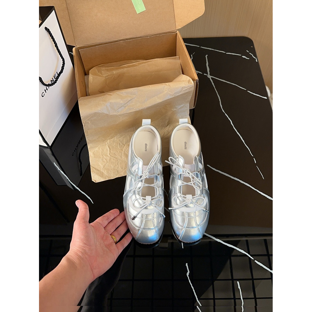Aumentar a altura interna 2026 novo estilo prata Mary Jane sapatos femininos verão novo estilo Ballet Casual sapatos de 