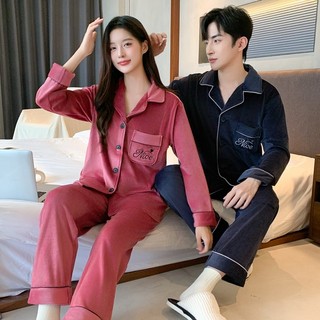 Casal pijama antiestático ilha veludo outono inverno homens mulheres Coral veludo engrossado quente Homewear conjunto Pl