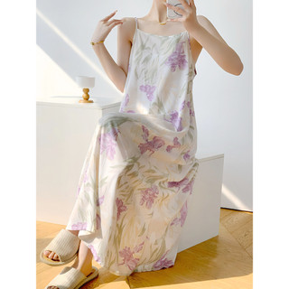 Novo estilo impresso algodão seda camisola feminina verão Homewear estilo fino estilingue doce confortável respirável pi