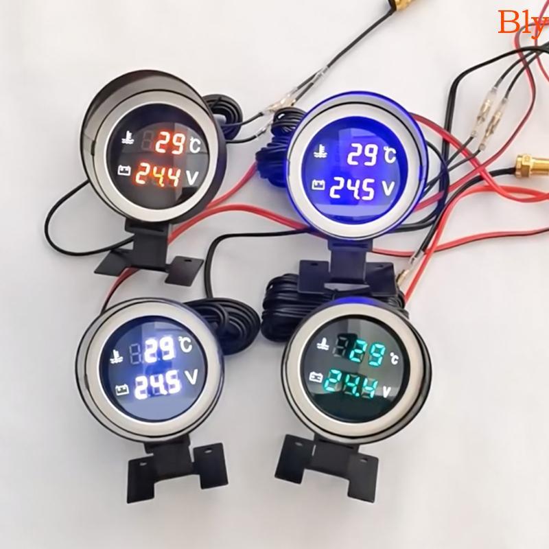 Bly 2 1 Veículos Medidor Digital 12 24V Caminhão Carro LED Voltímetro Temperatura Da