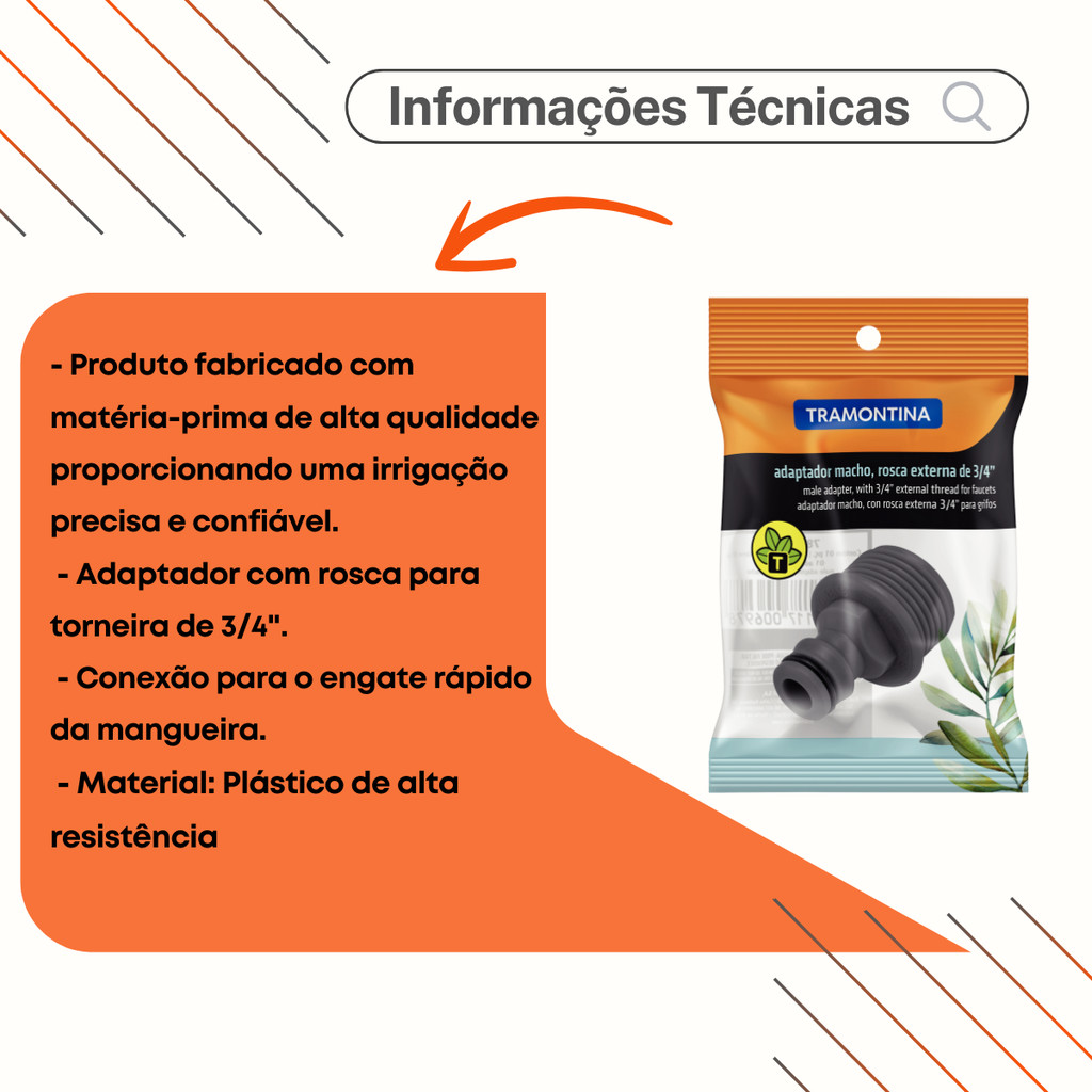 Adaptador Macho Tramontina Com Rosca Externa 3/4 · foto 2