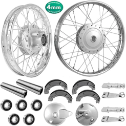 Par Roda Aro Calha Jante Folha Pro Tork - Pop 100110i + Rolamentos/ Lona + Peças Raios Cromados 4mm